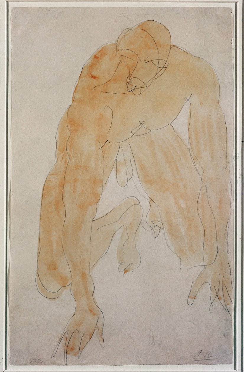 Homem ajoelhado (Aquarela de Auguste Rodin