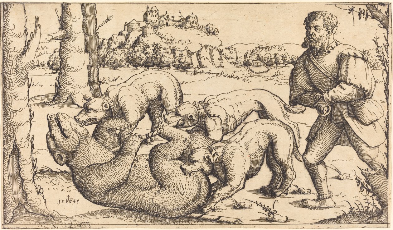 Caça ao Urso, 1545. de Augustin Hirschvogel