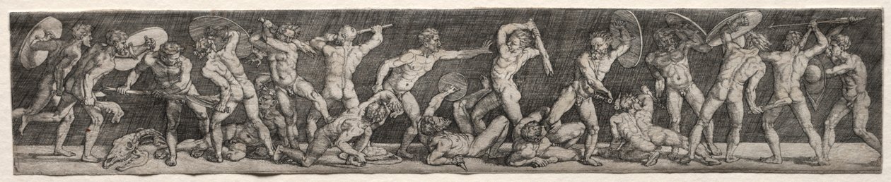 Batalha de homens nus. de Barthel Beham