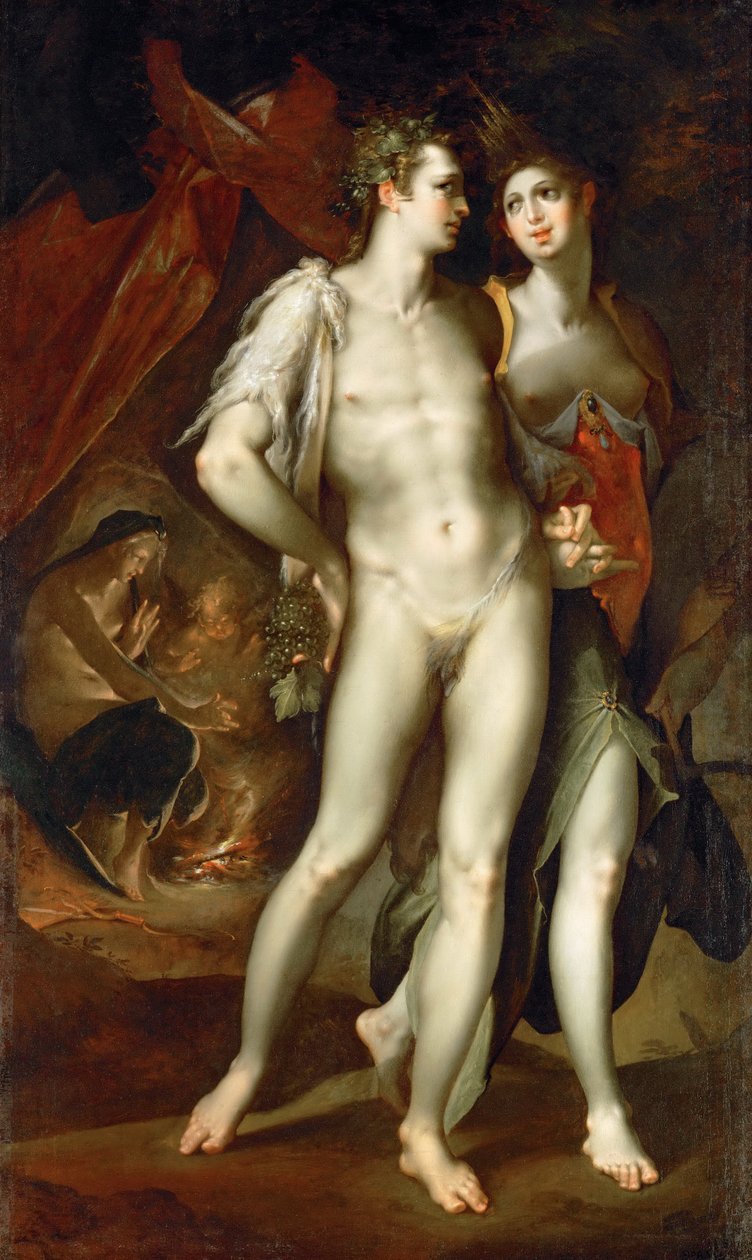 Sem comida e bebida, Baco, Venus de Bartholomaeus Spranger
