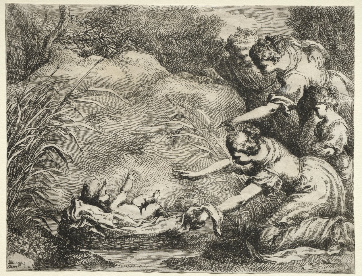 Moisés salvo do Nilo de Bartolomeo Biscaino