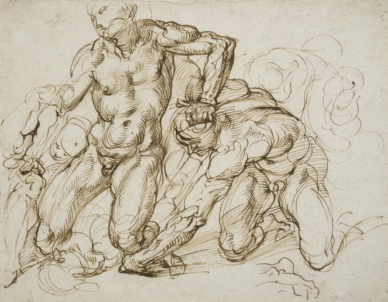 Nus masculinos lutando de Bartolomeo Passarotti