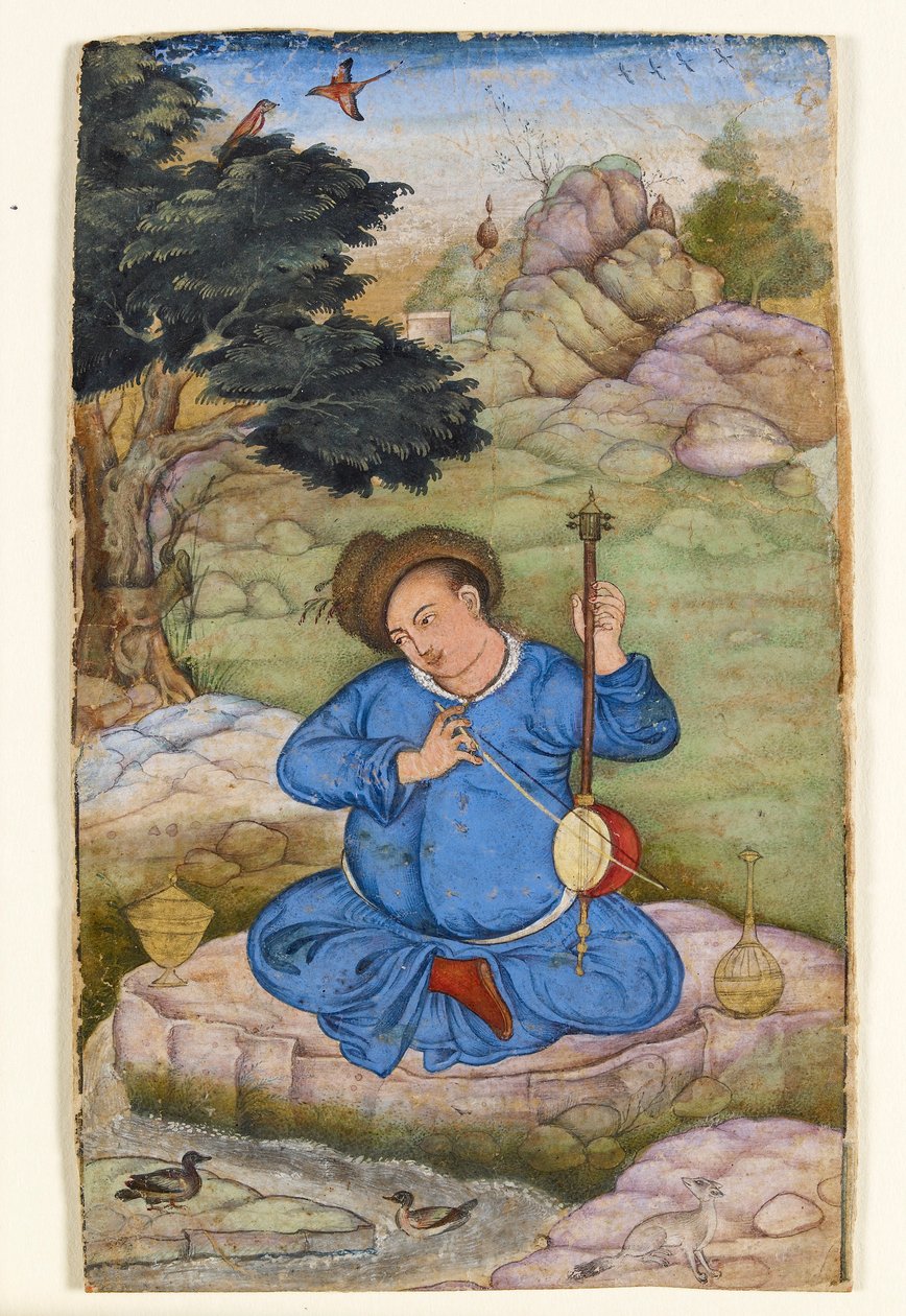 Músico em uma paisagem, 1575-1580 de Basawan