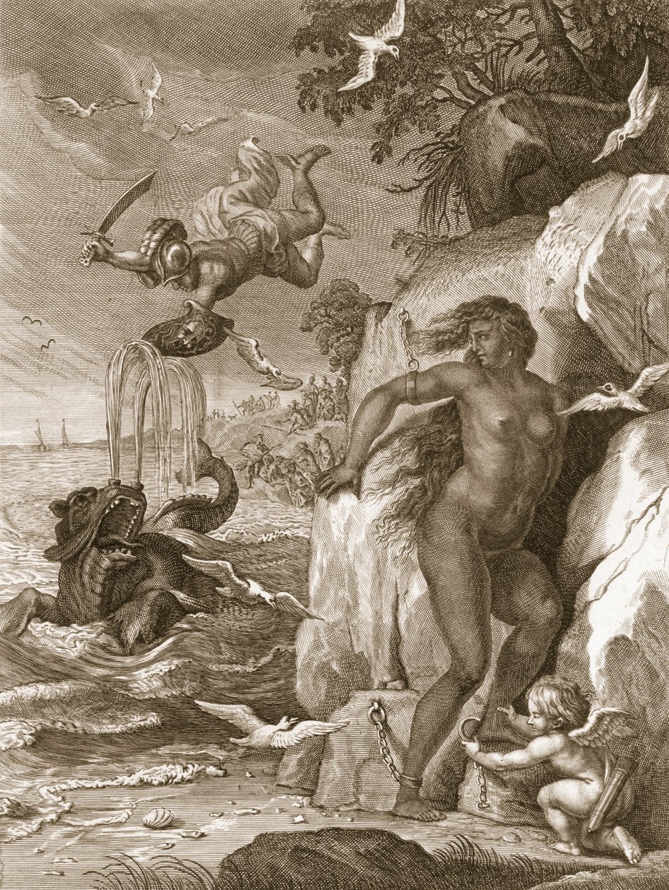 Perseu entrega Andromeda do monstro marinho, 1731 de Bernard Picart