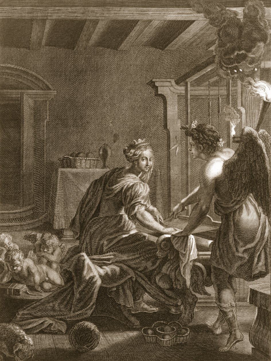 Penelope em seu tear, 1731 de Bernard Picart