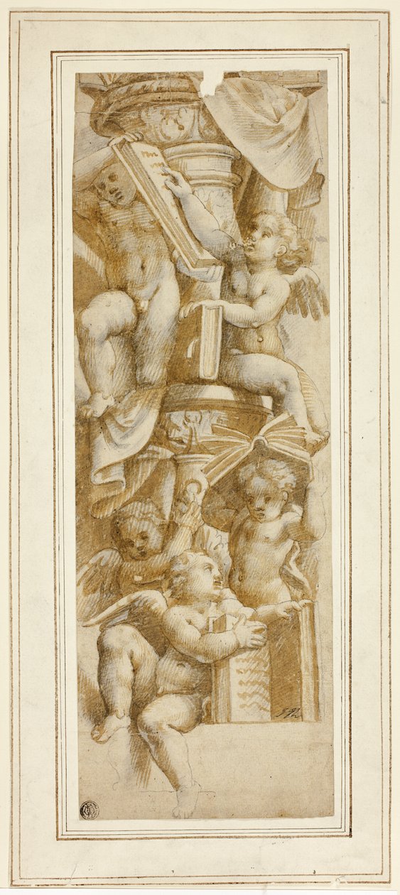 Cinco Putti com livros de Bernardino Gatti