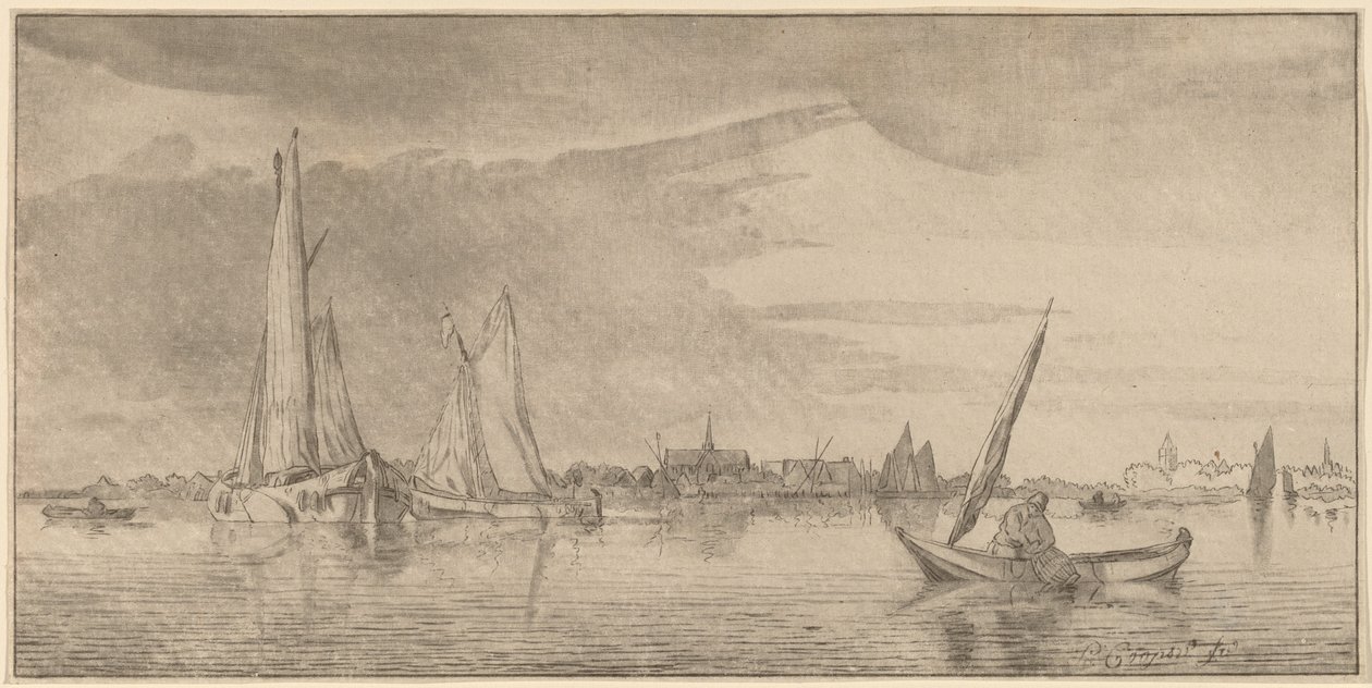 Rio com Vila, 1775. de Bernhard Schreuder