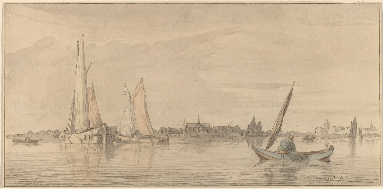 Rio com Vila, 1775. de Bernhard Schreuder