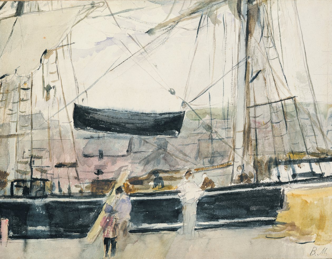 Barco no cais, 1875 de Berthe Morisot