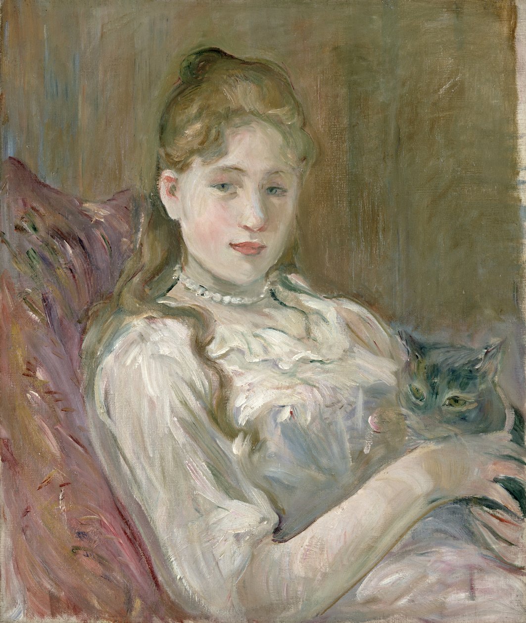 Rapariga com gato, 1892 de Berthe Morisot