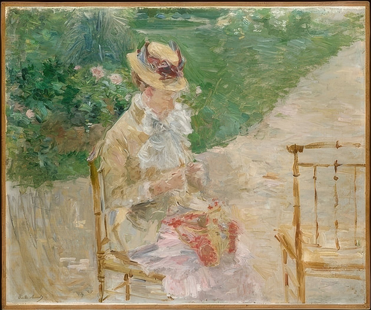Jovem de tricô. Aprox. 1883 de Berthe Morisot