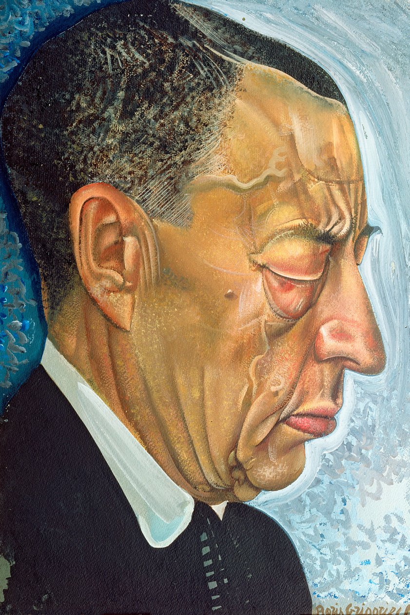 Retrato de Sergey Rakhmaninov (1873-1943) 1930 (têmpera sobre papelão) de Boris Dmitrievich Grigoriev