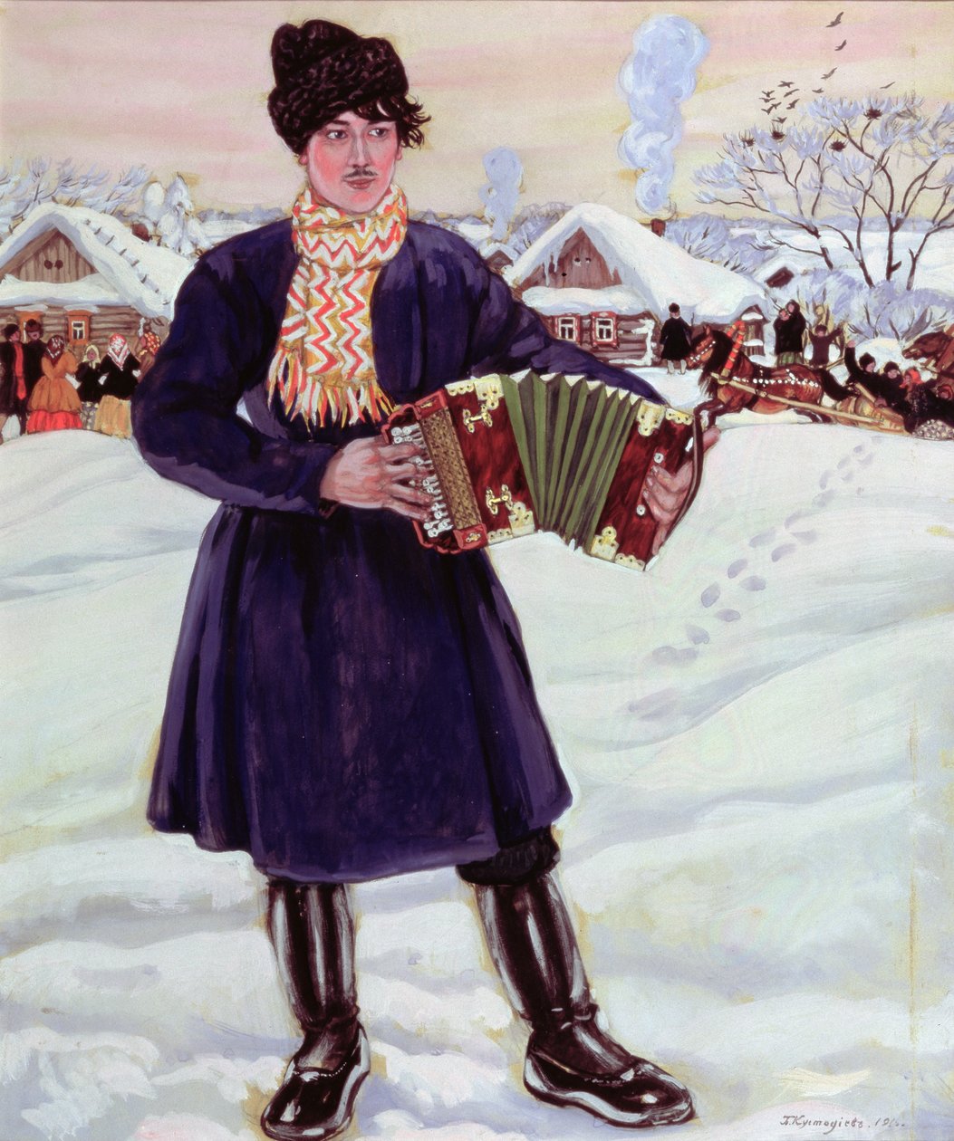 Maré encapuçado, 1916 (wc e guache sobre papel) de Boris Mikhailovich Kustodiev