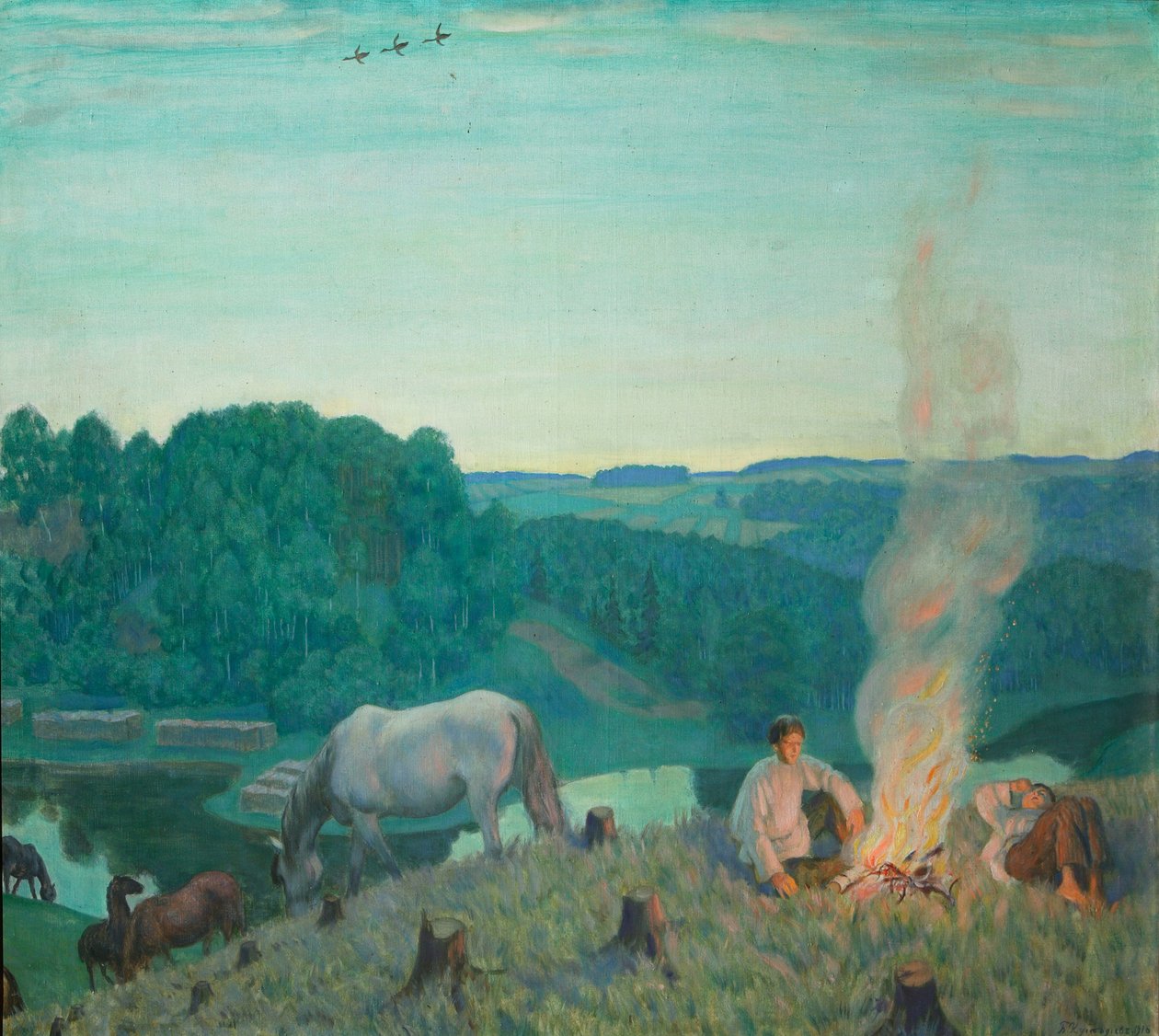 Fogueira, 1916 de Boris Mikhailovich Kustodiev