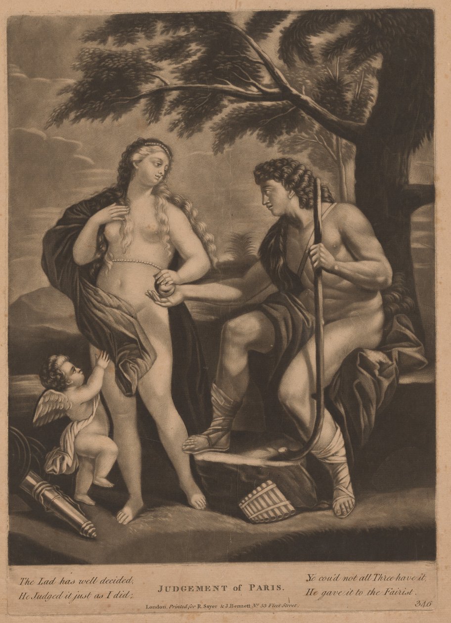 Julgamento de Paris de British 18th Century