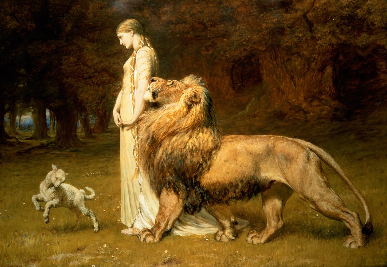 Una e o Leão, de Faerie Queene de Spenser, 1880 de Briton Riviere