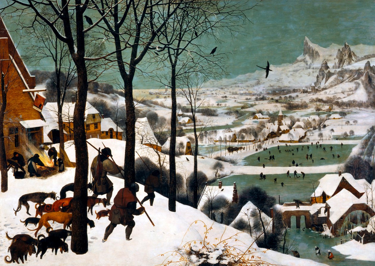 Caçadores no inverno de neve, 1565 de Bruegel