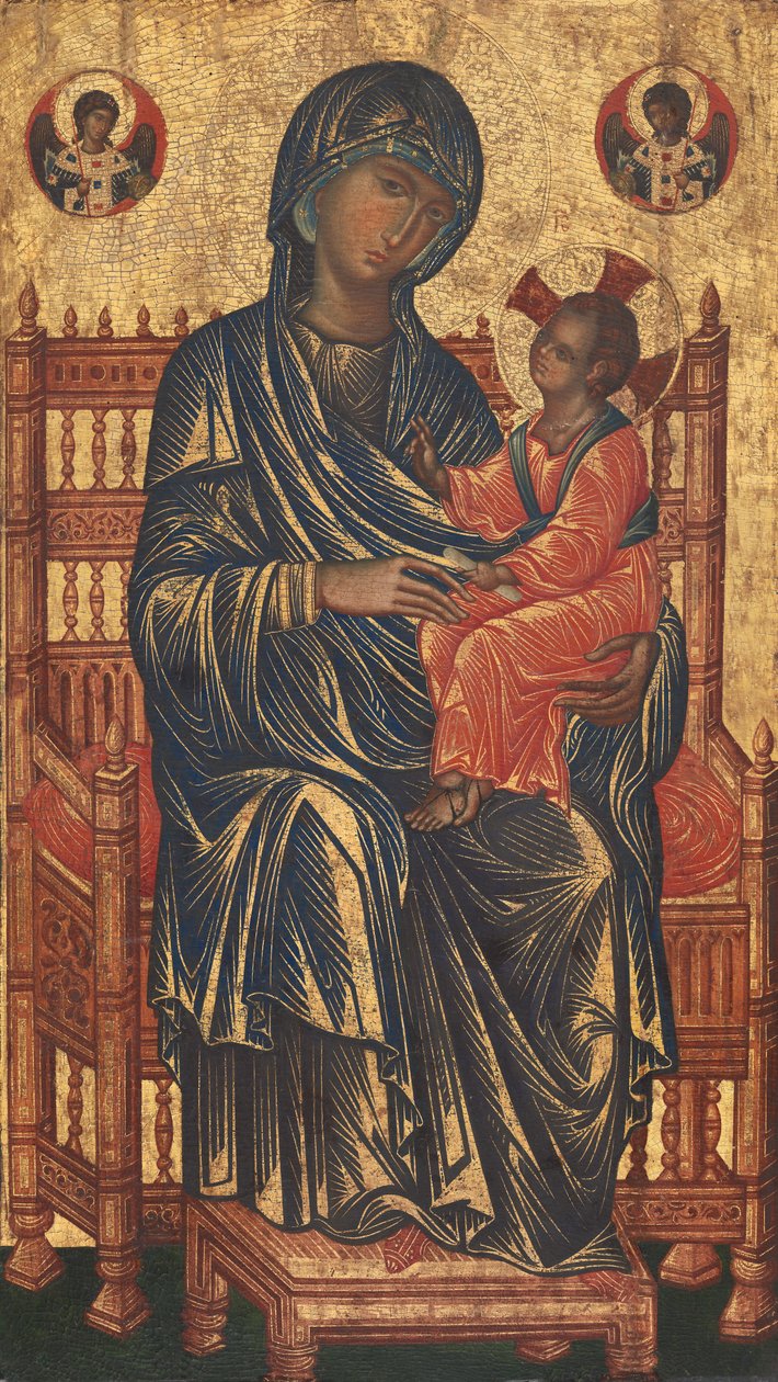Madonna e criança entronadas de Byzantine 13th Century