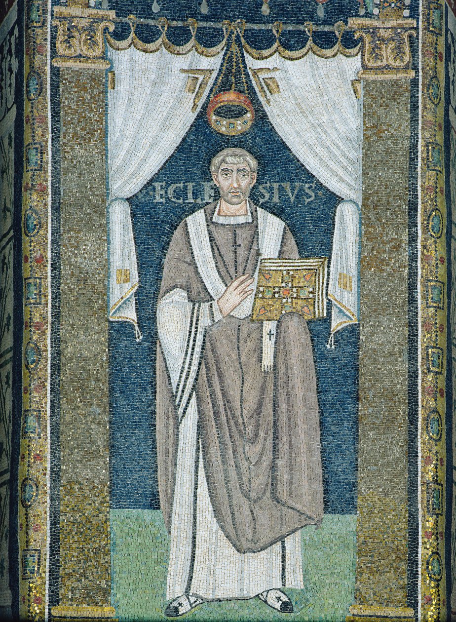 Ecclesio, um bispo de Ravenna (mosaico) de Byzantine School