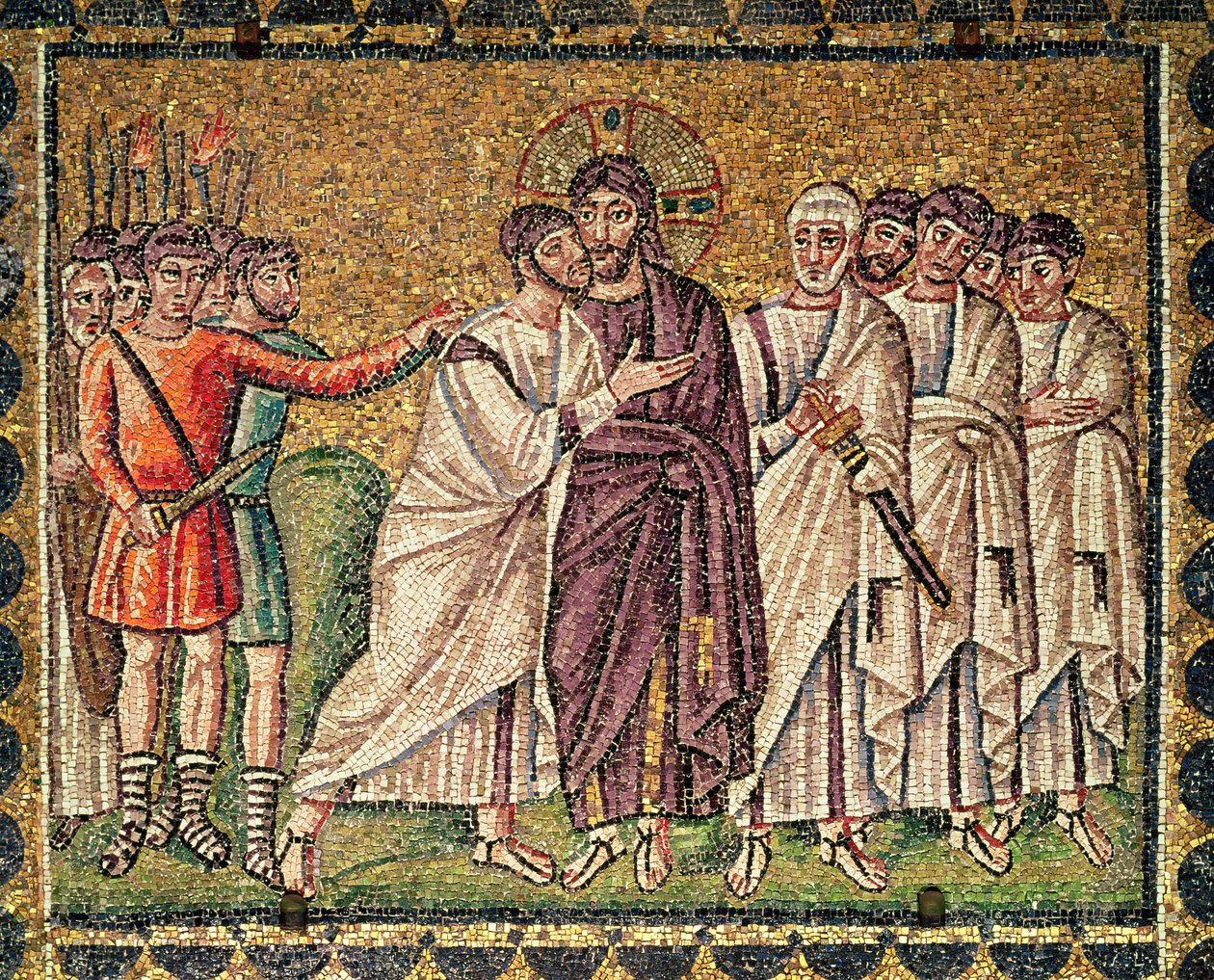 O beijo de Judas, cenas da vida de Cristo (mosaico) de Byzantine School
