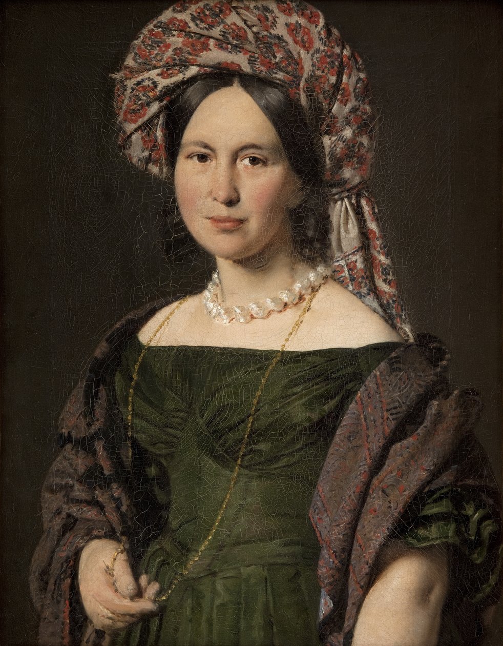 A esposa do artista usando um turbante de C.A. Jensen