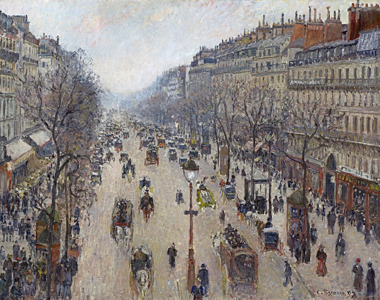 Boulevard Montmartre, manhã, tempo nublado de Camille Jacob Pissarro