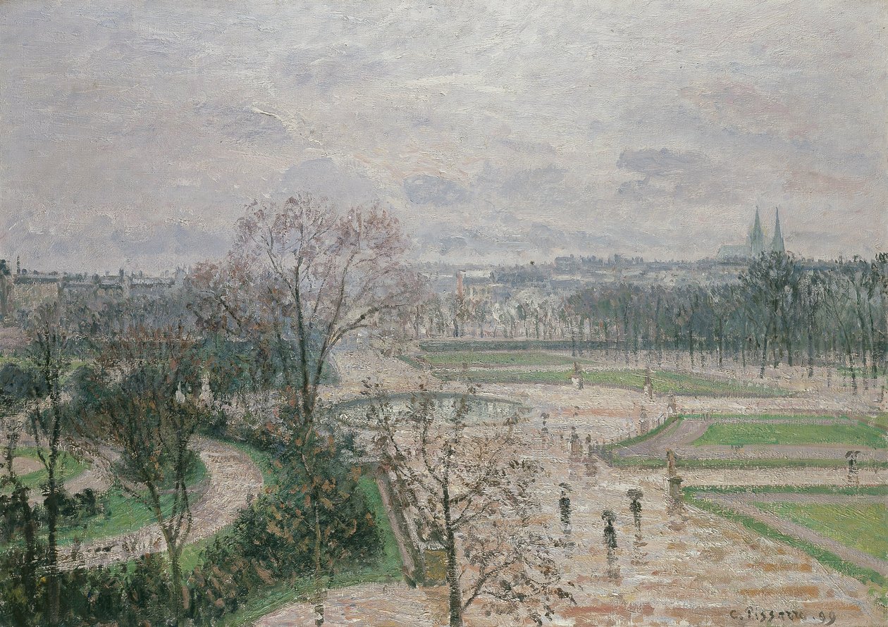 O Jardim das Tulherias em Tempo Chuvoso, 1899 de Camille Jacob Pissarro