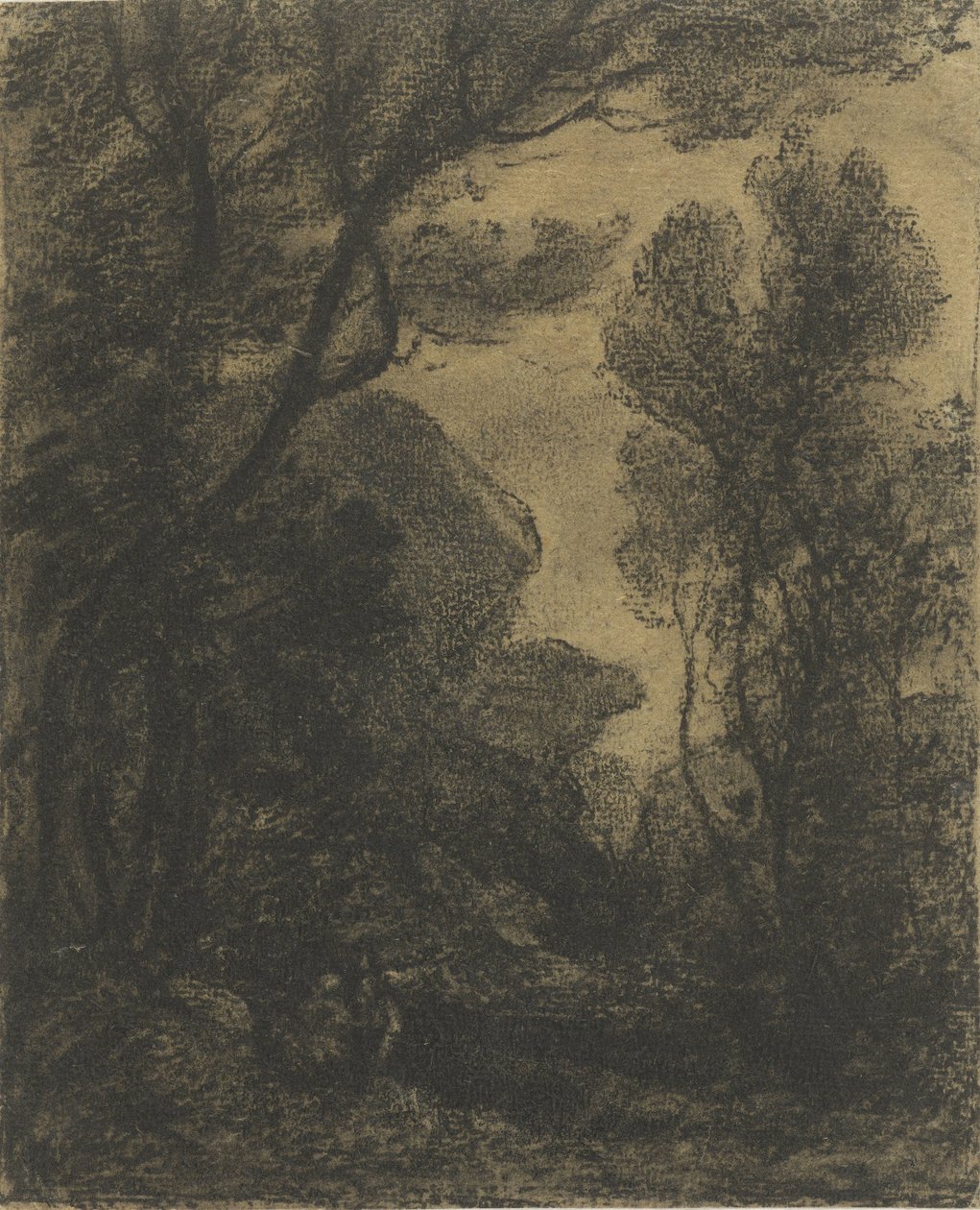Cena da floresta à noite de Camille Corot