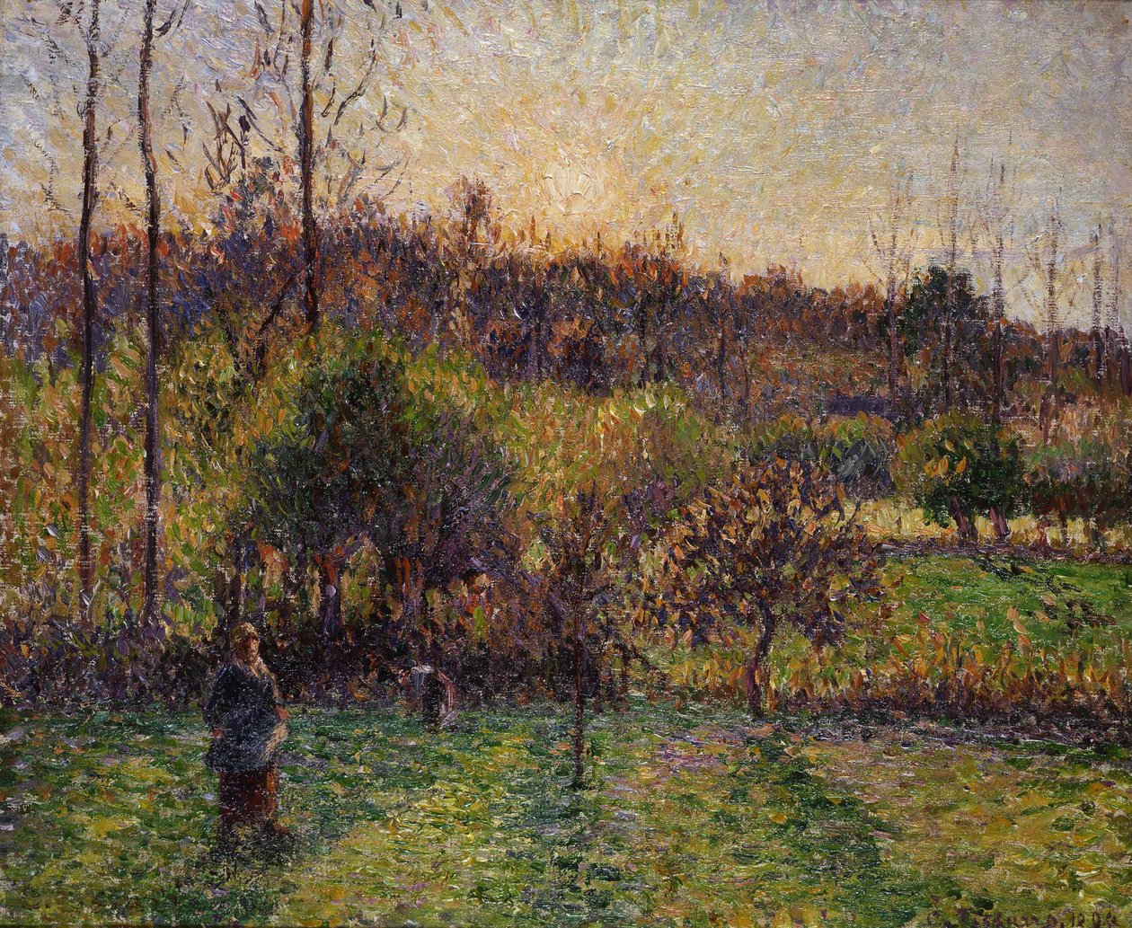 Sol nascente em Eragny, 1894. de Camille Pissarro