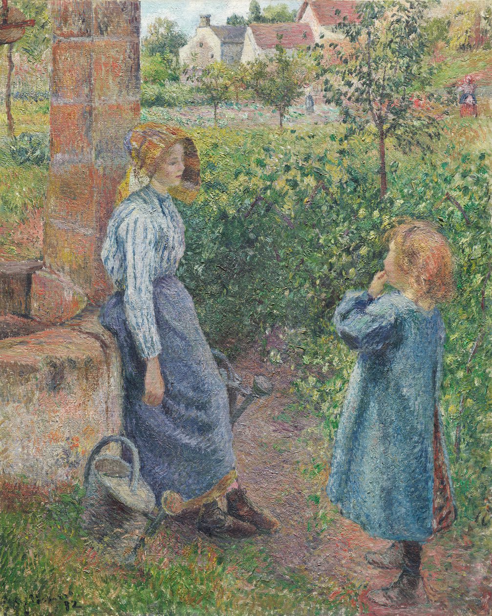 Mulher e criança no poço, 1882. de Camille Pissarro