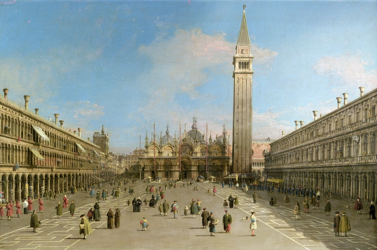 Piazza San Marco, olhando para a Basílica de San Marco de Giovanni Antonio Canal