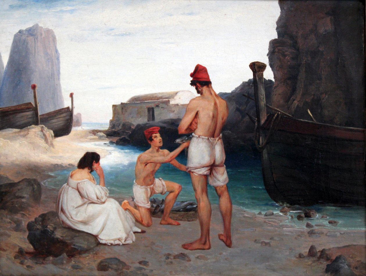 Pescadores em Capri de Carl Blechen