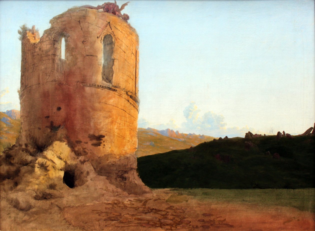 Ruínas da Torre com Dragão de Carl Blechen