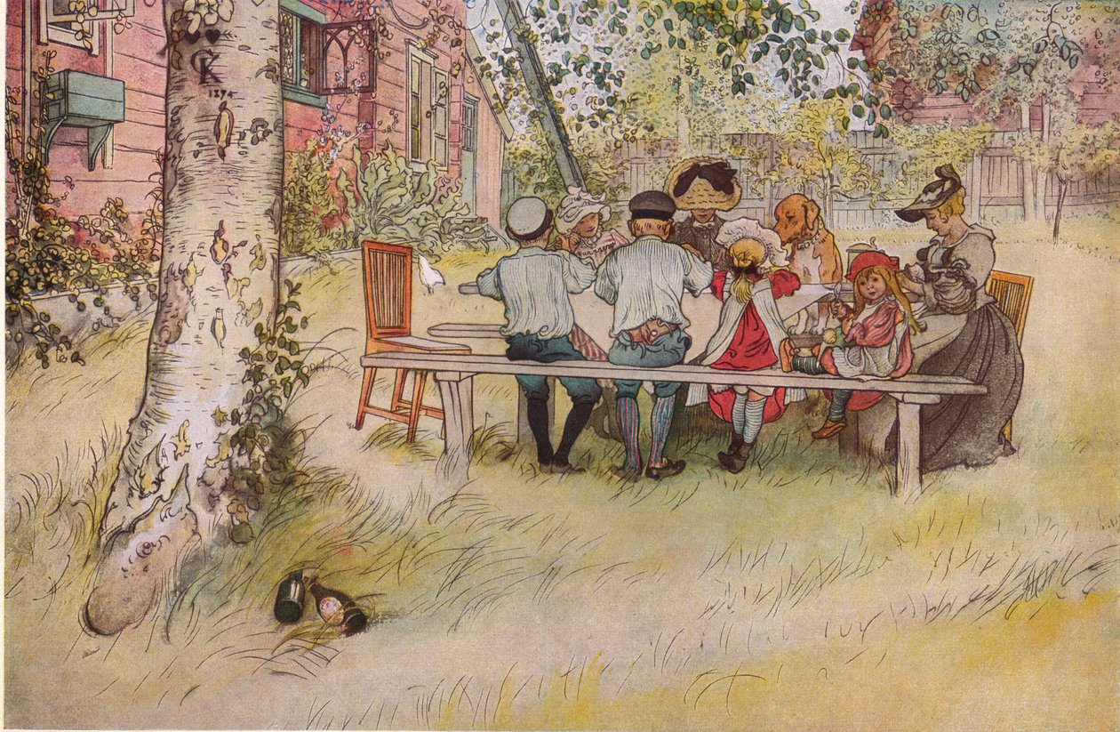 Café da manhã sob o grande vidoeiro de Carl Larsson