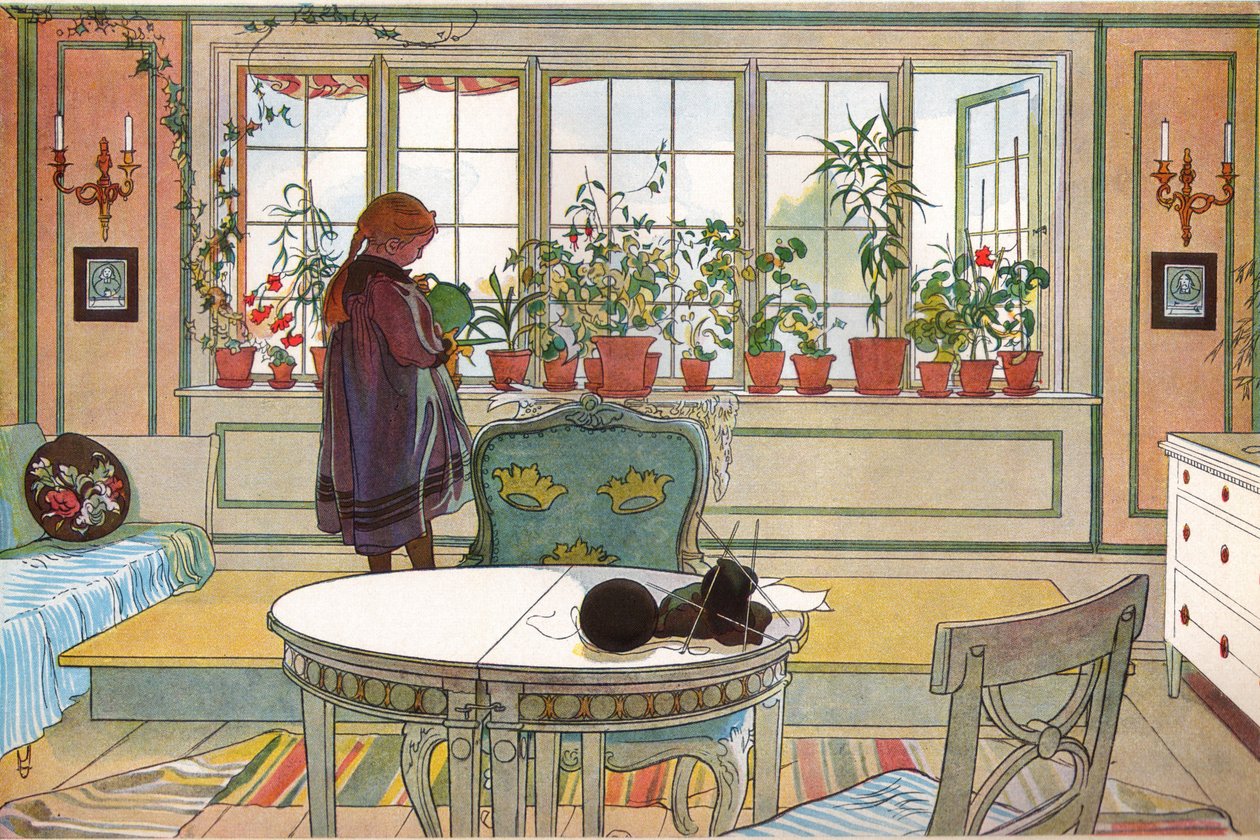 Flores no peitoril da janela de Carl Larsson