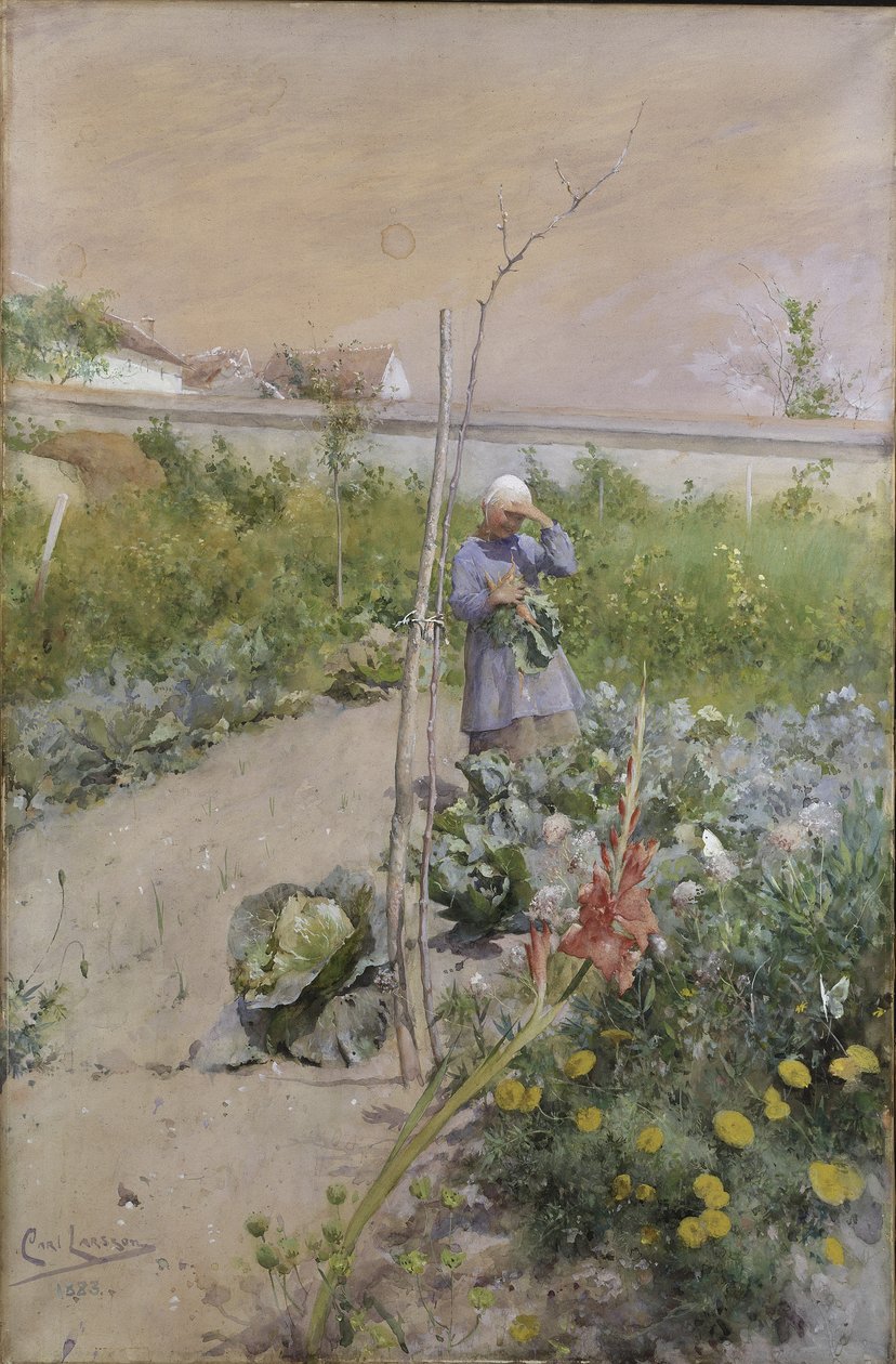 Na horta, 1883 de Carl Larsson