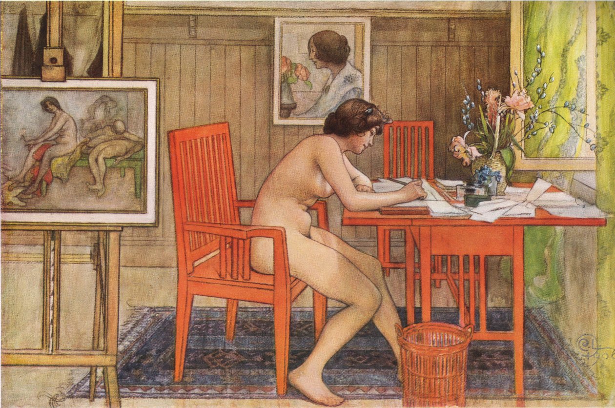 Postais de escrita modelo de Carl Larsson