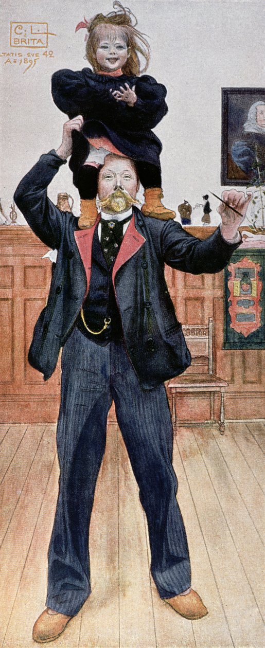Auto-retrato do artista com sua filha, Brita, 1899 de Carl Larsson
