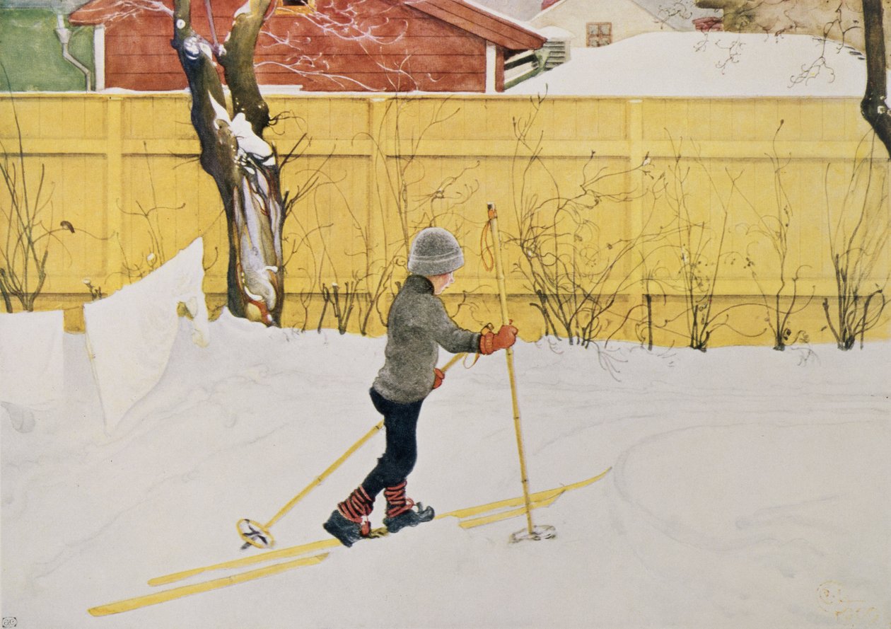 O esquiador, c.1909 de Carl Larsson