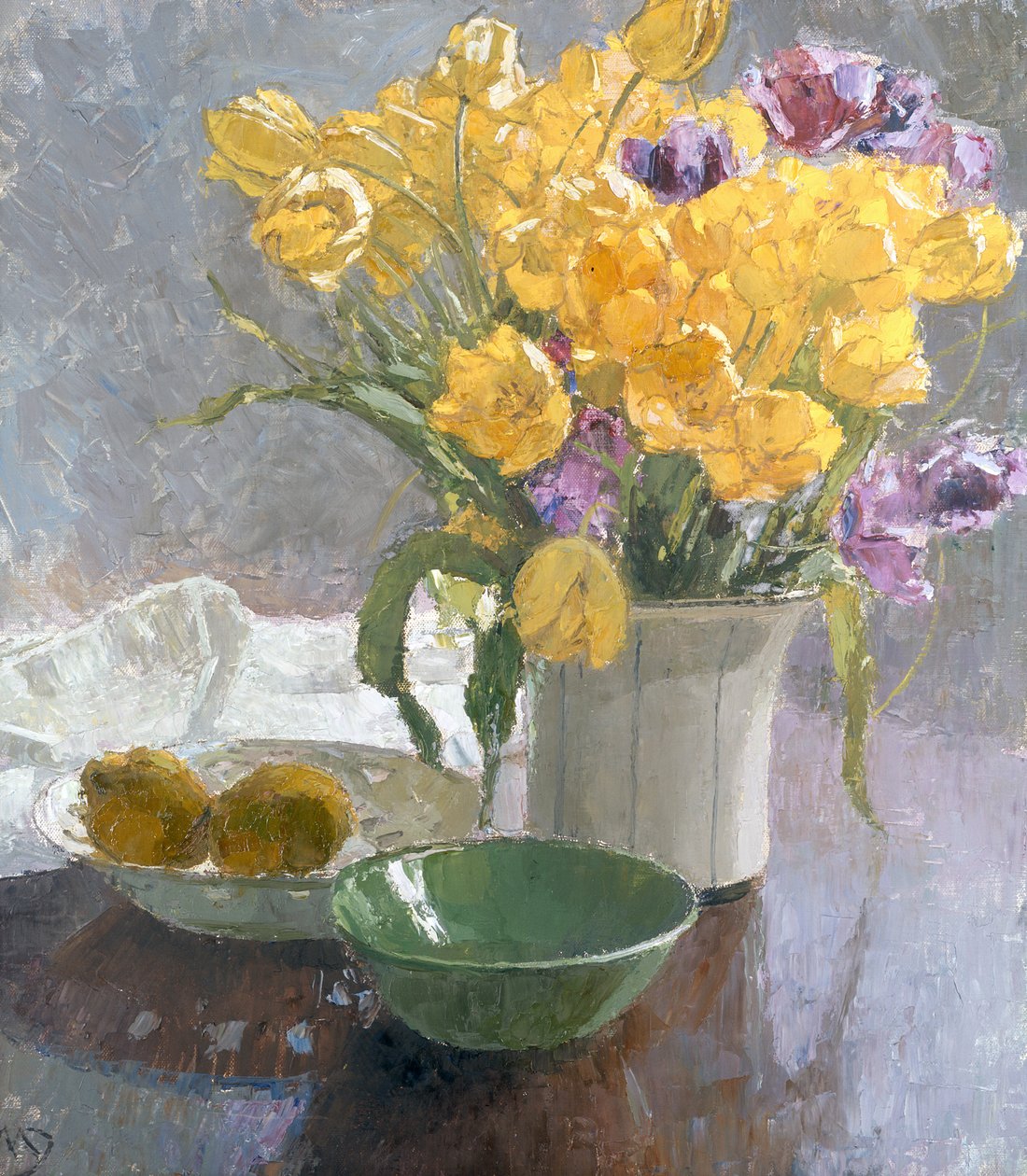 Ainda vida com tulipas amarelas de Carl Moll