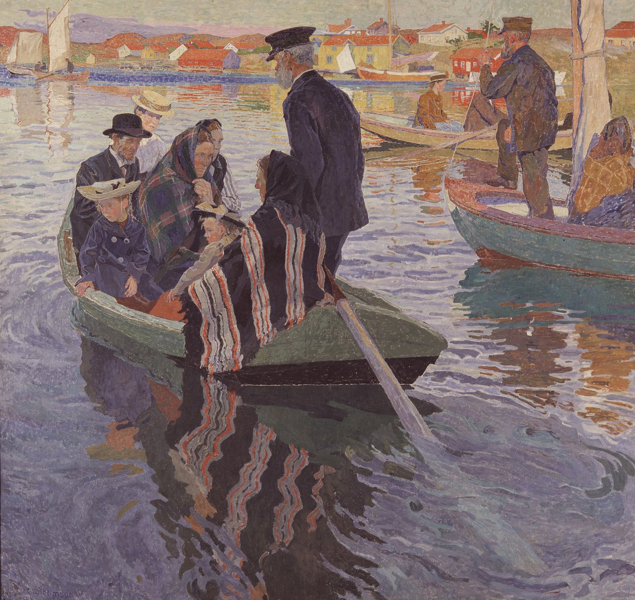 Os frequentadores da igreja em um barco de Carl Wilhelm Wilhelmson