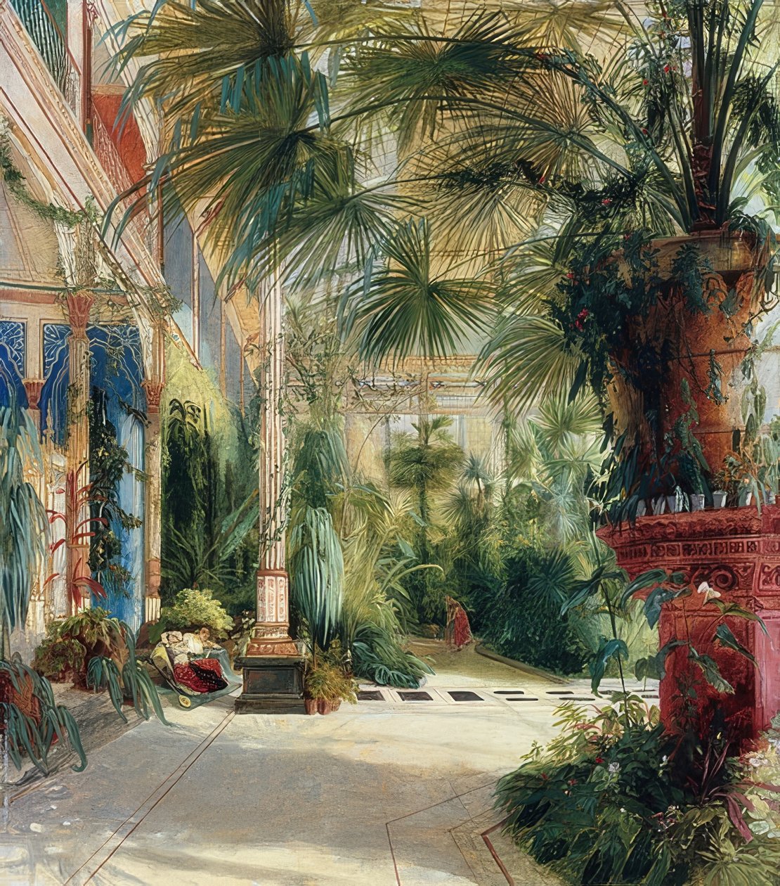 O interior da casa das palmeiras. 1832 de Carl Blechen