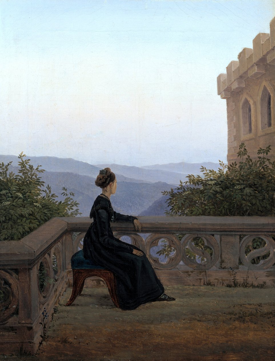 Mulher na varanda, 1824 de Carl Gustav Carus