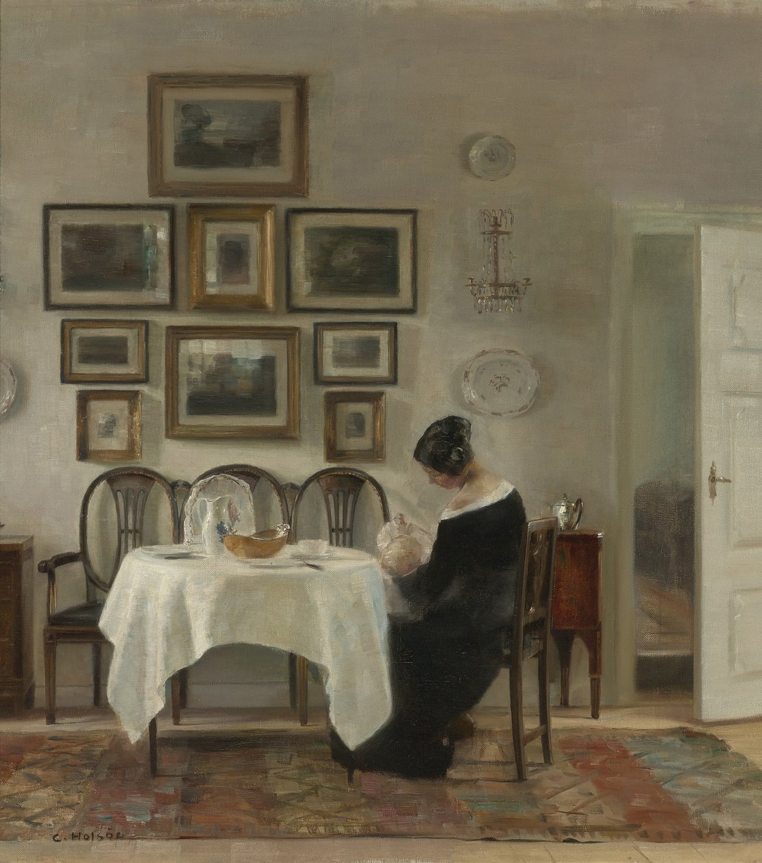 Mãe e filho na mesa de Carl Holsoe