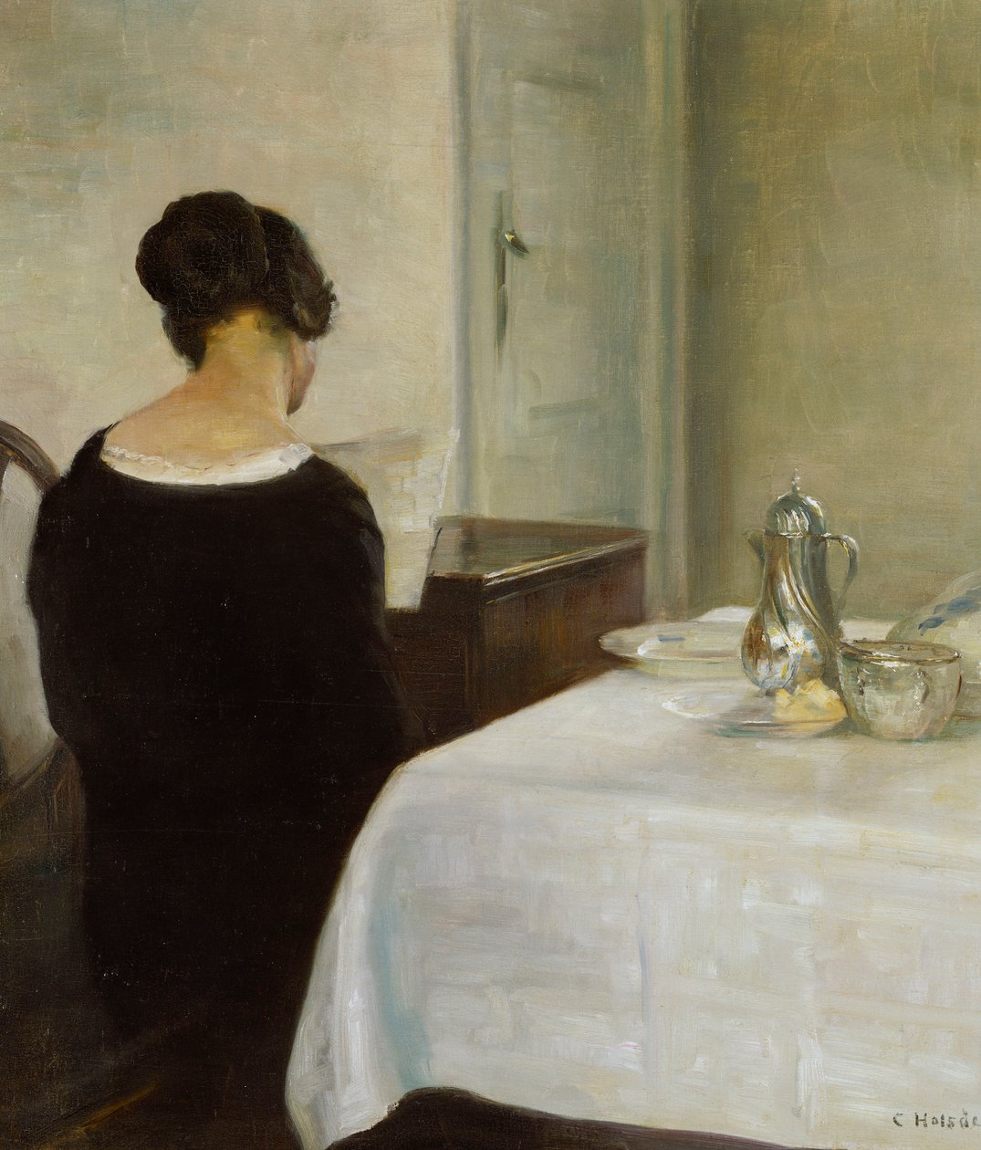 A Carta (óleo sobre tela) de Carl Holsoe