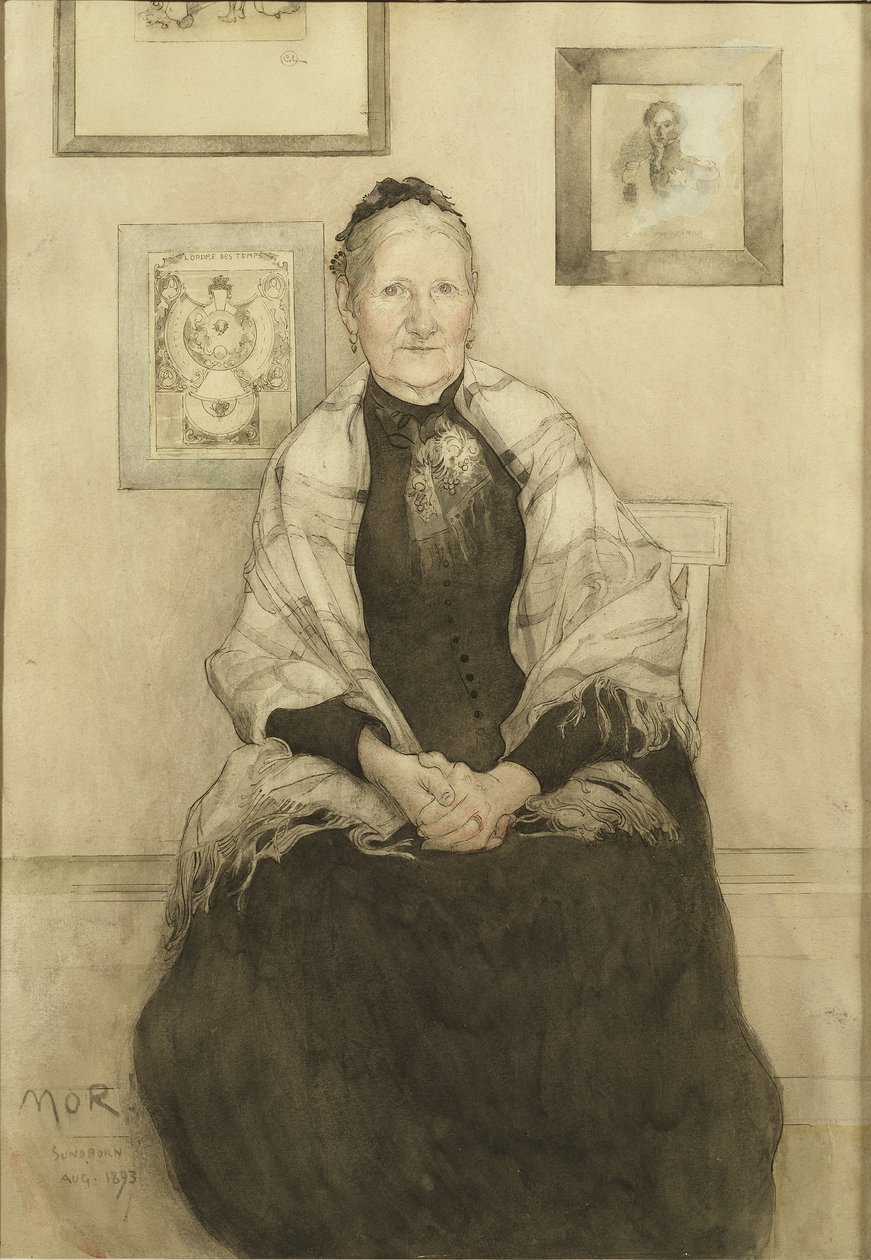 Mãe, c.1893 (wc no papel) de Carl Larsson