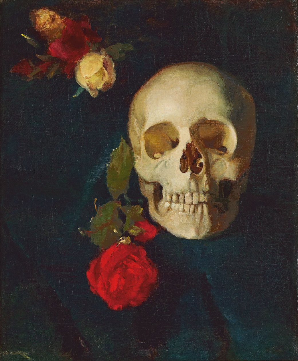 Alemão: Caveira com rosas de Carl Schuch
