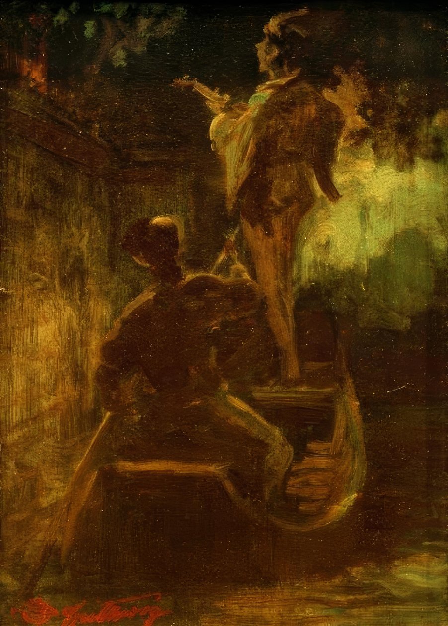 Uma serenata do barco de Carl Spitzweg