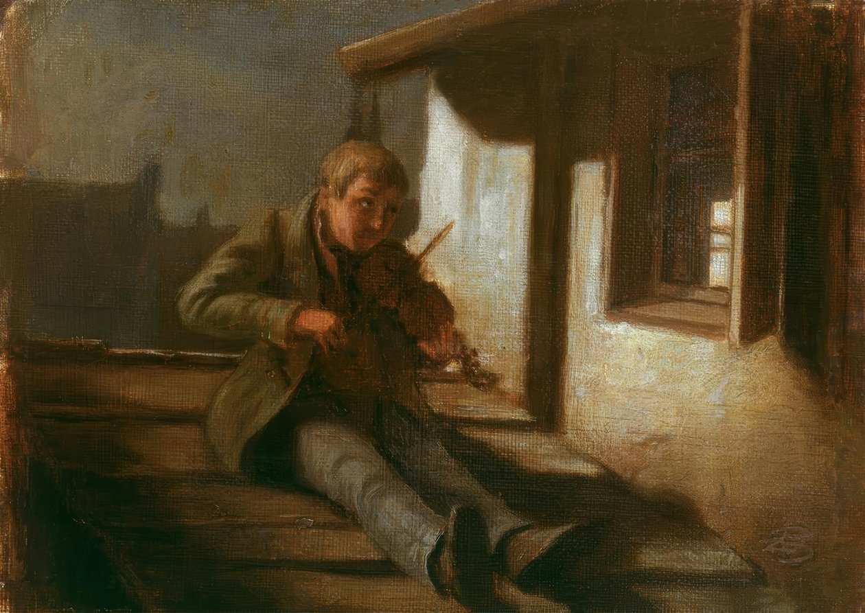Violinista no telhado de Carl Spitzweg
