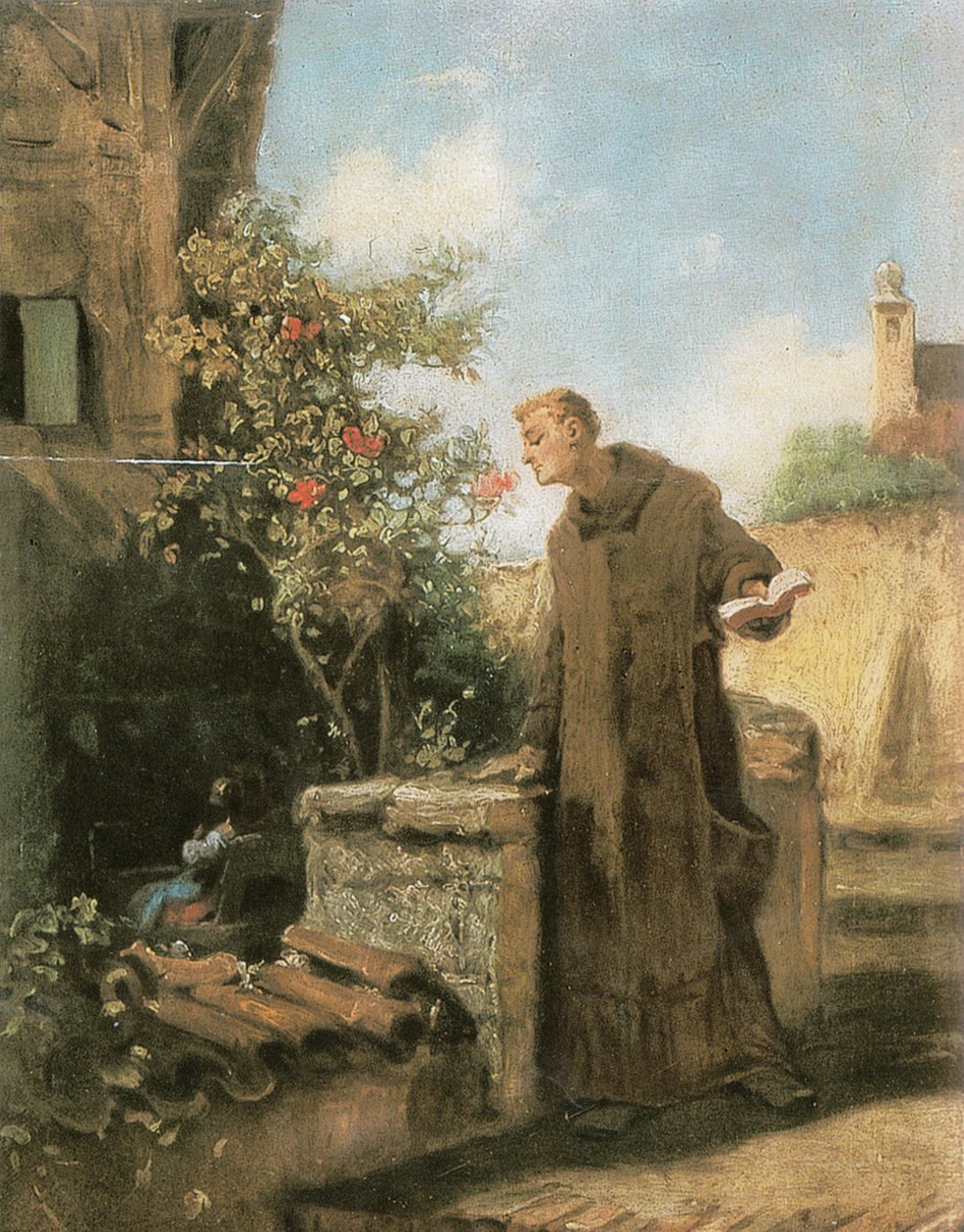 Monge, cheirando a rosa de Carl Spitzweg
